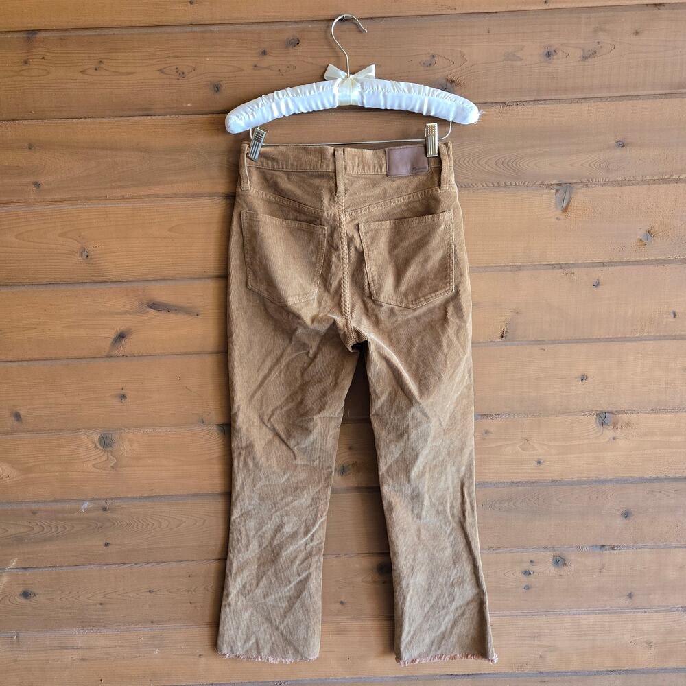 Madewell Jean Corduroy Cali Demi-Boot Pant 25 Crop Flare Raw Hem Brown Fall - Picture 4 of 6